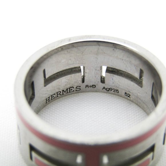 Hermes Move H Silver 925 Band Ring Pink,Silver - Picture 4 of 4